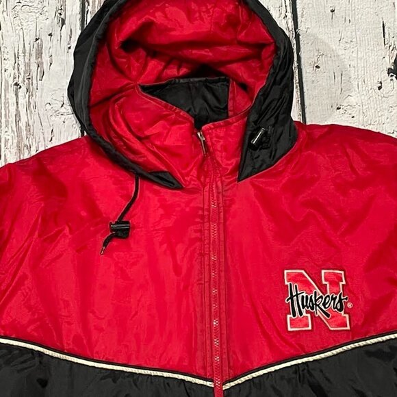 Vintage University of Nebraska Cornhuskers College 1990s Puffy Hooded Jacket - Picture 9 of 9